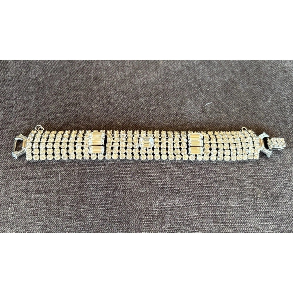 Vintage WEISS Clear Rhinestone Bracelet 6 Rows of Sparkle - Signed - EXQUISITE!!